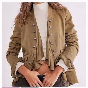 Free People Ruffles Romance Jacket Brown OB1557704 Large